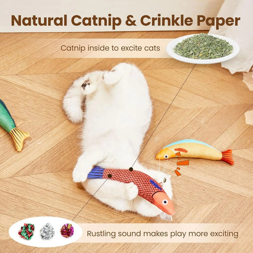 Interactive Plush Fish Cat Toy – Crinkle Sound + Catnip Filled